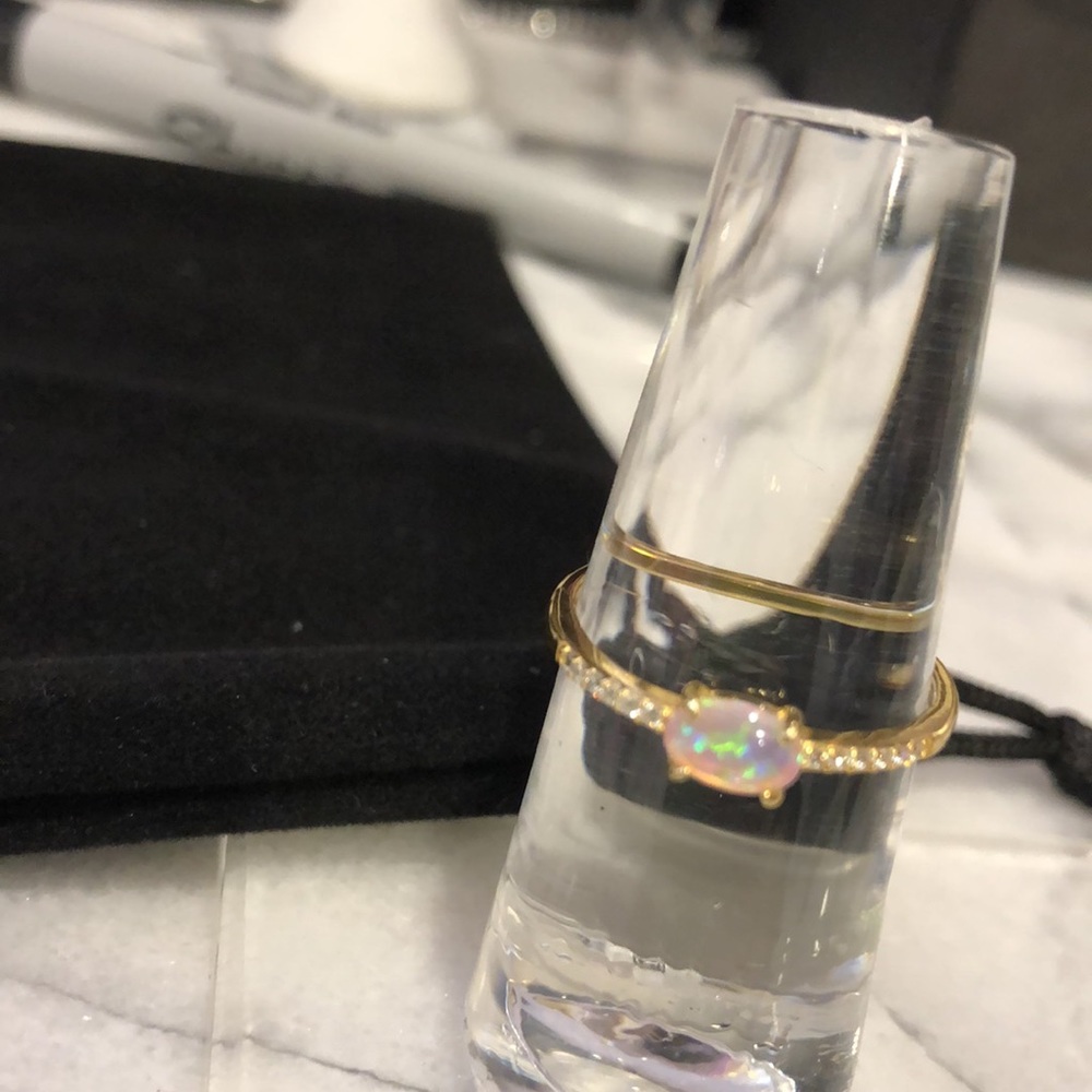 Dainty Opal Oval Cubic Zirconia Ring-Boutique-Sz 6, 7 or 8